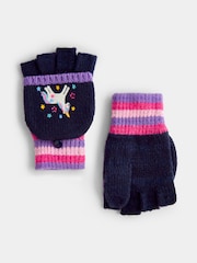 JoJo Maman Bébé Navy Unicorn Embroidered Gloves - Image 4 of 5