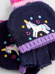 JoJo Maman Bébé Navy Unicorn Embroidered Gloves - Image 5 of 5