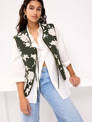 Khaki Green Quilted Reversible Waistcoat - Image 1 of 8