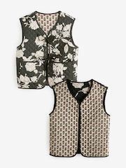 Khaki Green Quilted Reversible Waistcoat - Image 5 of 8
