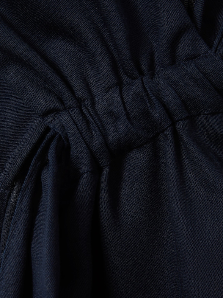 Reiss Navy Cosette Linen Blend Drape Midi Dress - Image 6 of 6