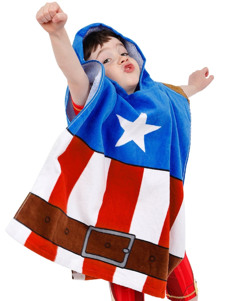 Bade- und Strand-Poncho mit Charaktermotiv Captain America aus 100 % Baumwolle - Bild 10 von 10