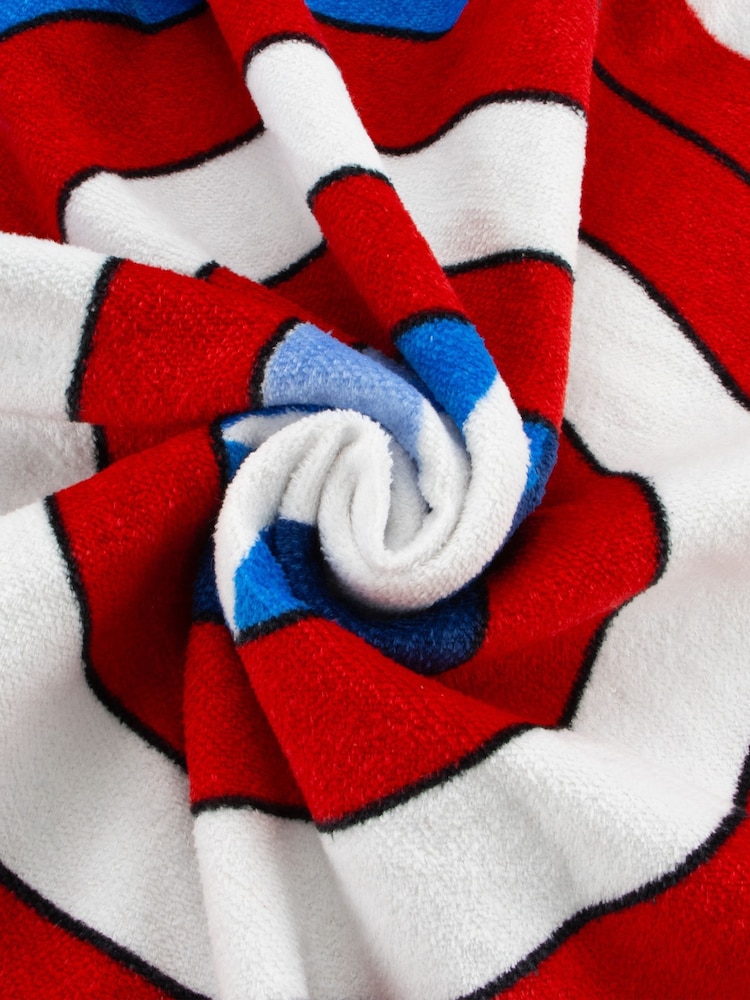 Character Blue Captain America Swim & Beach Towel 100% Cotton Poncho - Image 6 of 10