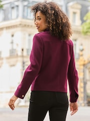 Sosandar Red Mandarin Collar Jacket With Gold Buttons - Image 2 of 6