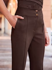 Sosandar Brown Contour Waist Kick Flare Trousers - Image 3 of 4