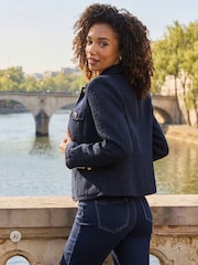 Sosandar Blue Boucle Jacket With Gold Buttons - Image 6 of 6