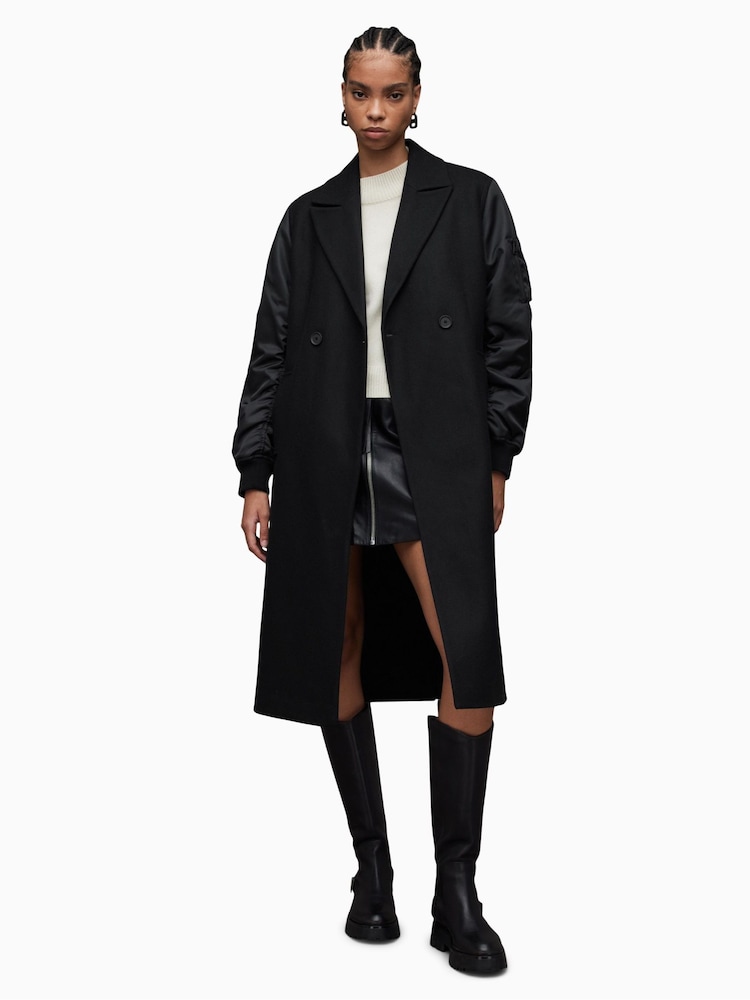 AllSaints Black Paulah Coat - Image 1 of 10