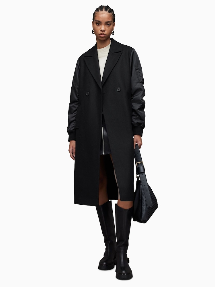 AllSaints Black Paulah Coat - Image 5 of 10
