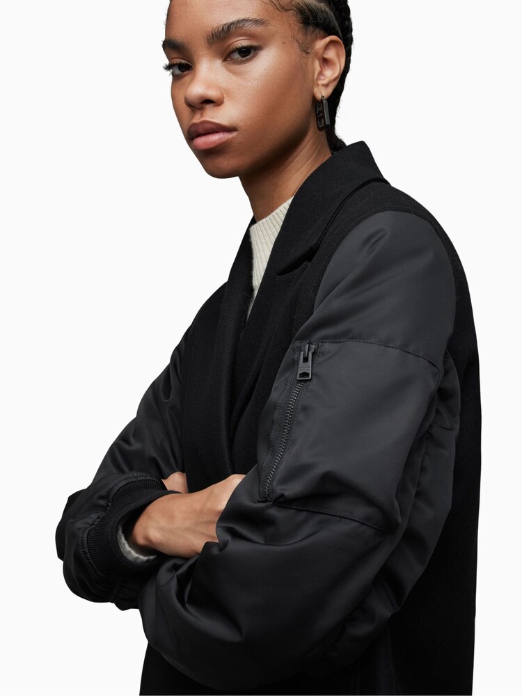 AllSaints Black Paulah Coat - Image 6 of 10