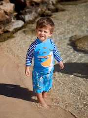 JoJo Maman Bébé Blue Pelican UPF 50 Sun Protection Rash Vest - Image 1 of 5