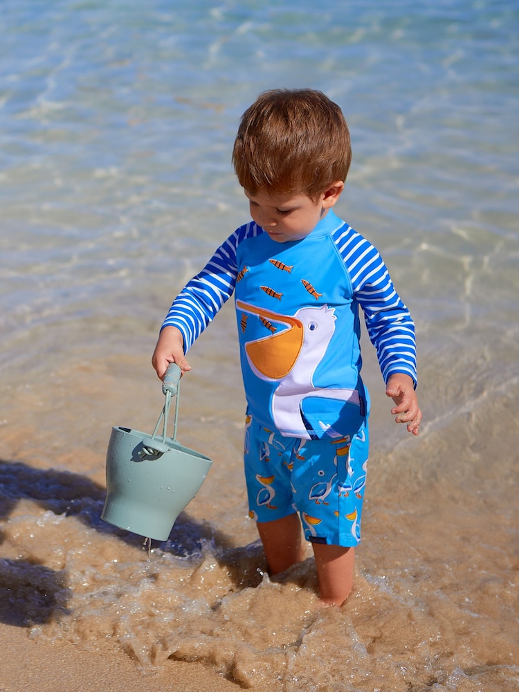 JoJo Maman Bébé Blue Pelican UPF 50 Sun Protection Rash Vest - Image 2 of 5