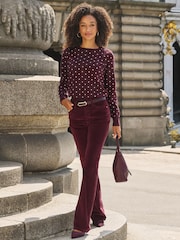 Sosandar Red Polka Dot Print Crew Neck Jumper - Image 2 of 4
