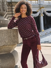 Sosandar Red Polka Dot Print Crew Neck Jumper - Image 4 of 4
