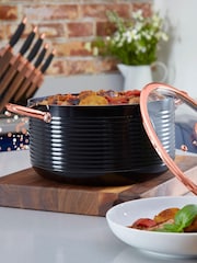 Tower Black Black And Rose Gold 24cm Casserole Pot - Image 1 of 2