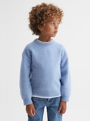 Reiss Soft Blue Prague Junior Merino Crew Neck Jumper - Image 1 of 6