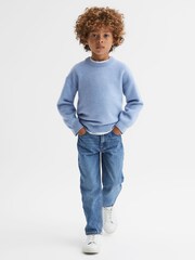 Reiss Soft Blue Prague Junior Merino Crew Neck Jumper - Image 3 of 6