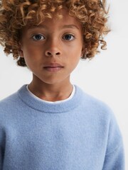 Reiss Soft Blue Prague Junior Merino Crew Neck Jumper - Image 4 of 6