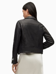 AllSaints Black Trim Dalby Biker Jacket - Image 3 of 9