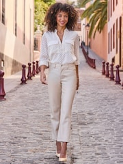 Sosandar Natural Faux Leather Straight Leg Trousers - Image 1 of 5