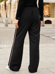 Sosandar Black Wide Leg Trousers With Camel Side Stripe - Image 3 of 5