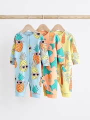 Blue/Orange Footless Baby Sleepsuit 3 Pack (0mths-3yrs) - Image 1 of 4