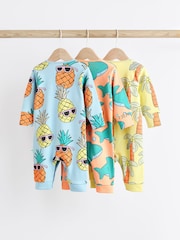 Blue/Orange Footless Baby Sleepsuit 3 Pack (0mths-3yrs) - Image 2 of 4