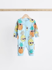 Blue/Orange Footless Baby Sleepsuit 3 Pack (0mths-3yrs) - Image 3 of 4