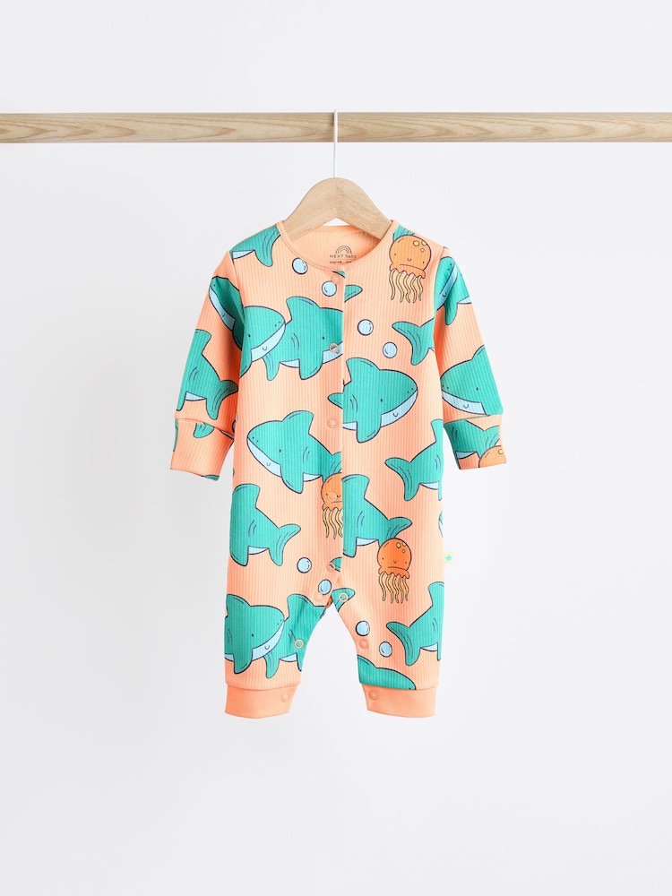 Blue/Orange Footless Baby Sleepsuit 3 Pack (0mths-3yrs) - Image 4 of 4