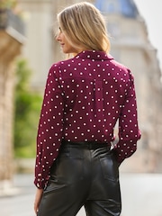 Sosandar Polka Dot Print Satin Shirt With Gold Buttons - תמונה 2 מתוך 5