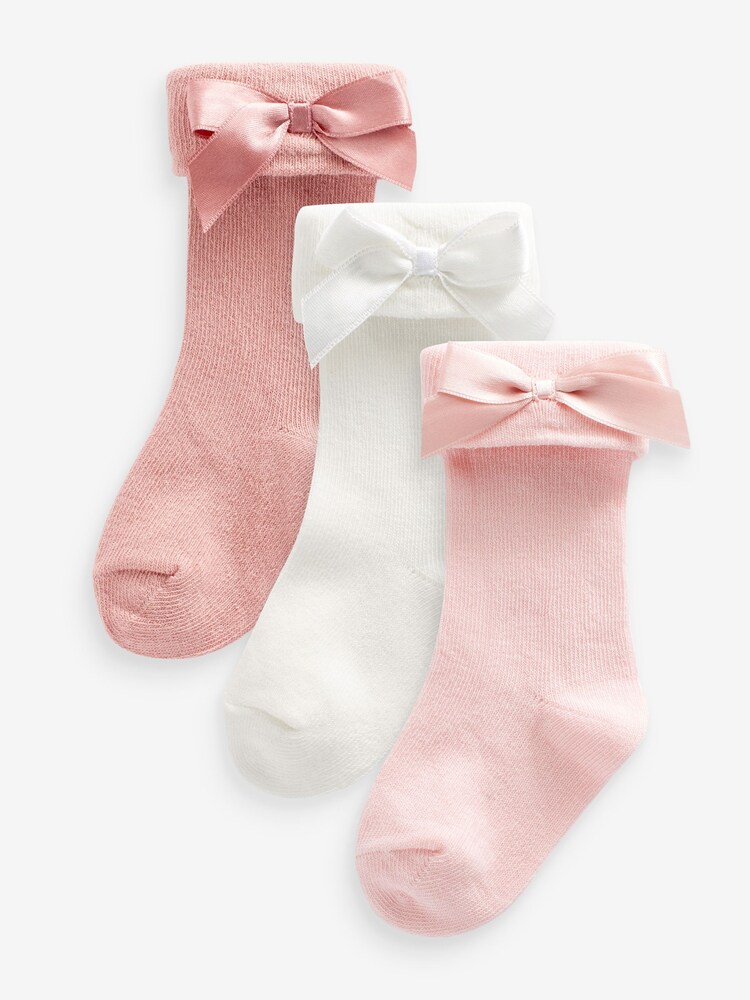 Pink & Weiß - Babysocken mit Schleife im 3er-Pack (0 M.–2 J.) - Bild 1 von 4 Pink & Weiß - Babysocken mit Schleife im 3er-Pack (0 M.–2 J.) - Bild 1 von 4