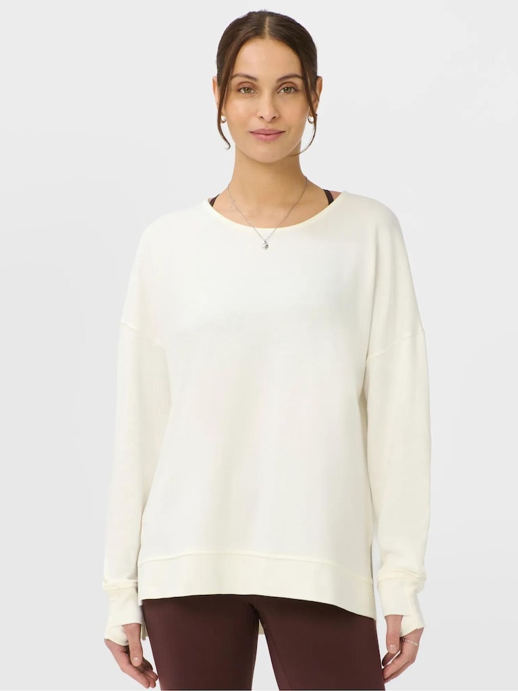 Sweaty Betty White After Class Open Back Tie Sweatshirt - Image 1 of 6
