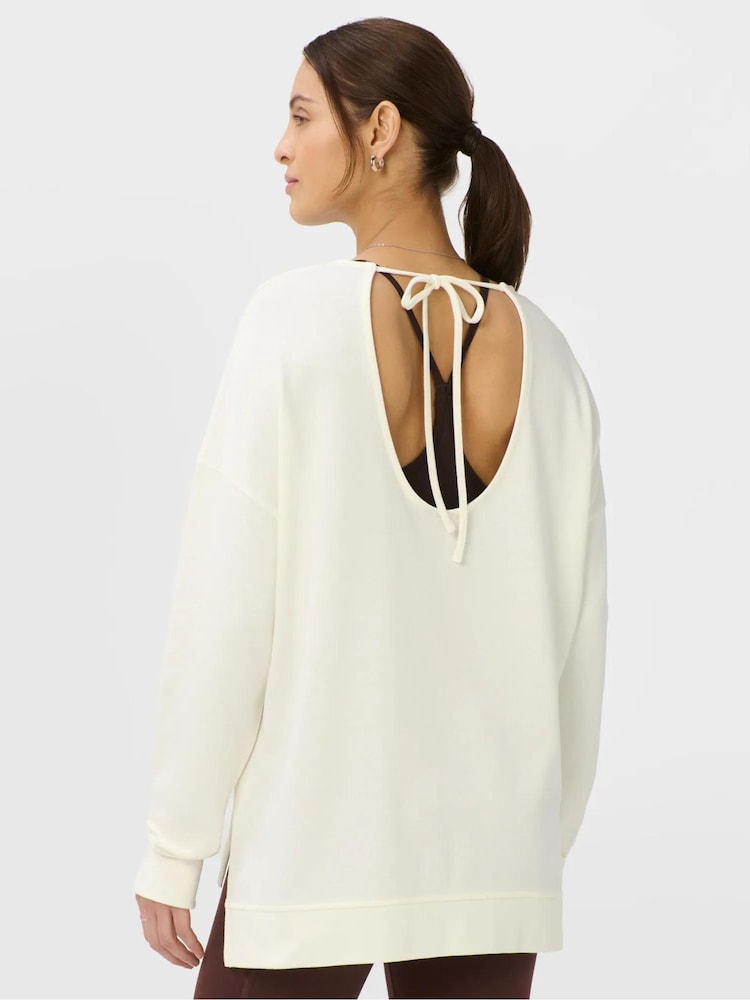 Sweaty Betty White After Class Open Back Tie Sweatshirt - Image 2 of 6