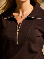 Sosandar Brown Quarter Zip Sweatshirt - Image 3 of 5