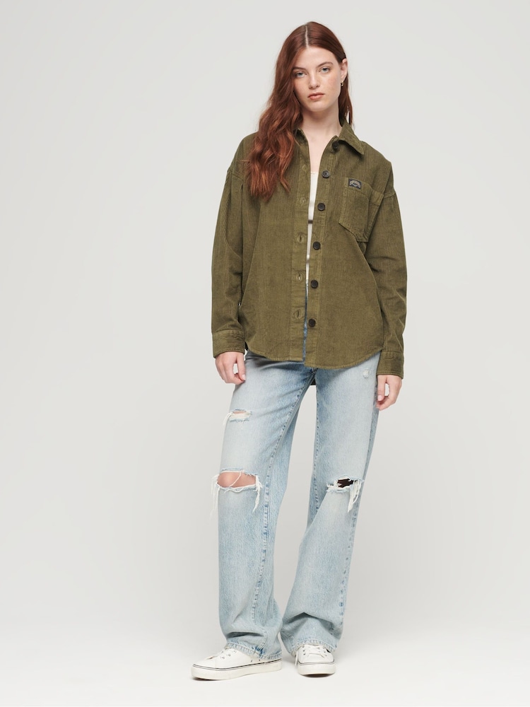 Superdry Green Chunky Cord Overshirt Jacket - Image 2 of 6