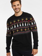 Threadbare Black Crew Neck Christmas Jumper - Image 3 of 6