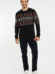 Threadbare Black Crew Neck Christmas Jumper - Image 5 of 6