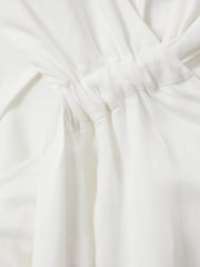 Reiss White Cosette Linen Blend Drape Midi Dress - Image 5 of 5