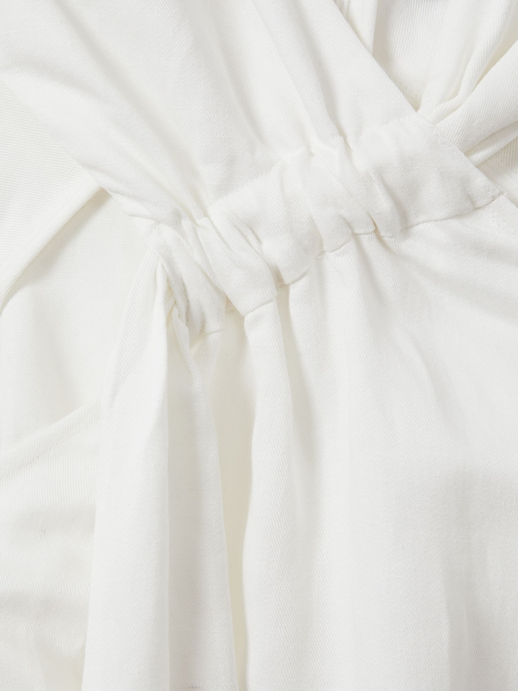 Reiss White Cosette Linen Blend Drape Midi Dress - Image 5 of 5 Reiss White Cosette Linen Blend Drape Midi Dress - Image 5 of 5