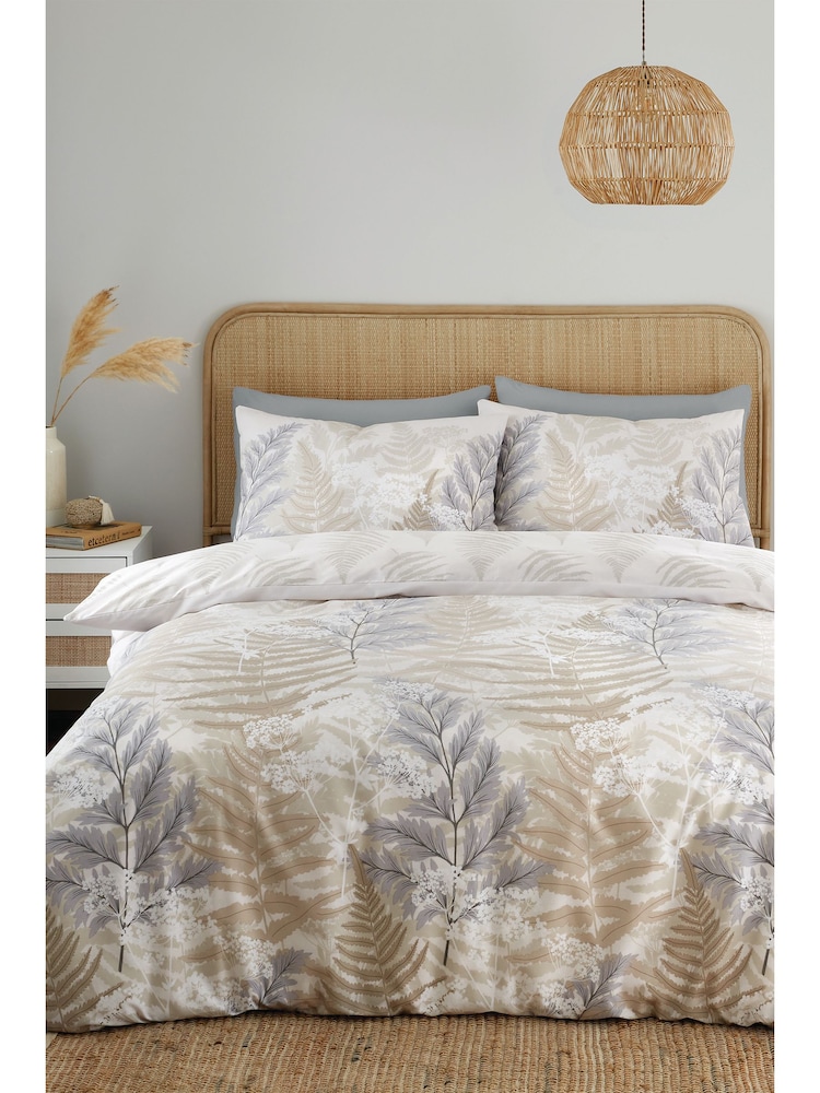 Catherine Lansfield Natural Floral Foliage Reversible Duvet Cover Set - Image 1 of 4