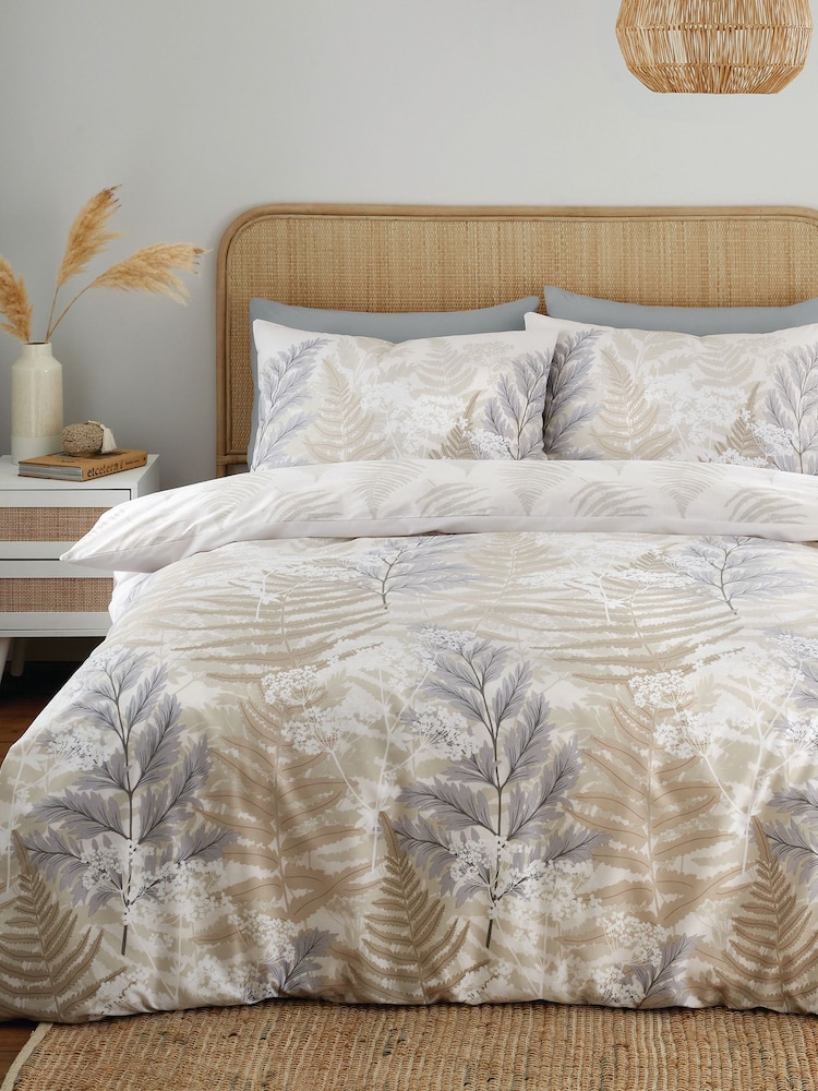 Catherine Lansfield Natural Floral Foliage Reversible Duvet Cover Set - Image 2 of 4