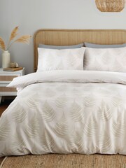 Catherine Lansfield Natural Floral Foliage Reversible Duvet Cover Set - Image 3 of 4
