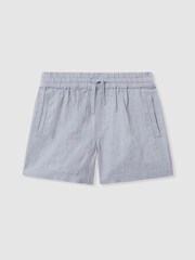 Reiss Soft Blue Acen Senior Linen Drawstring Shorts - Image 1 of 3