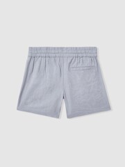 Reiss Soft Blue Acen Senior Linen Drawstring Shorts - Image 2 of 3
