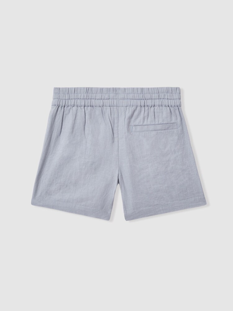 Reiss Soft Blue Acen Senior Linen Drawstring Shorts - Image 2 of 3