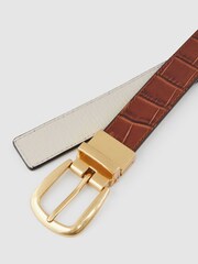 Reiss White/Tan Madison Reversible Leather Belt - Image 4 of 6