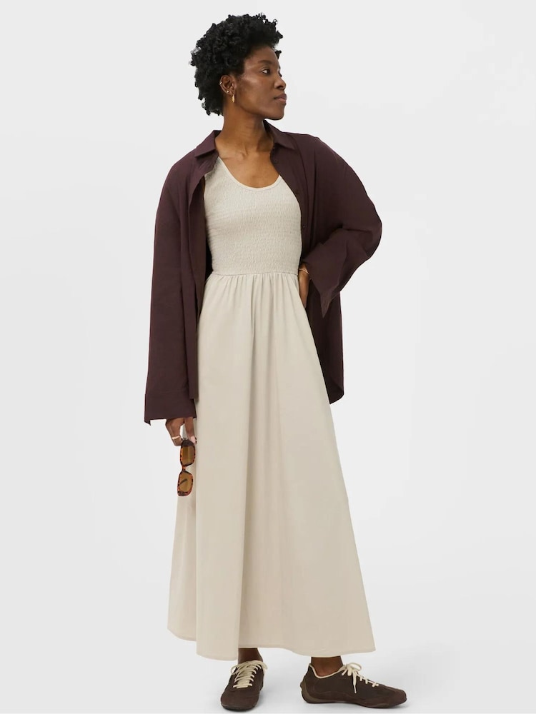 brown cotton maxi dress Halvar Linen Maxi Dress Brown Espresso