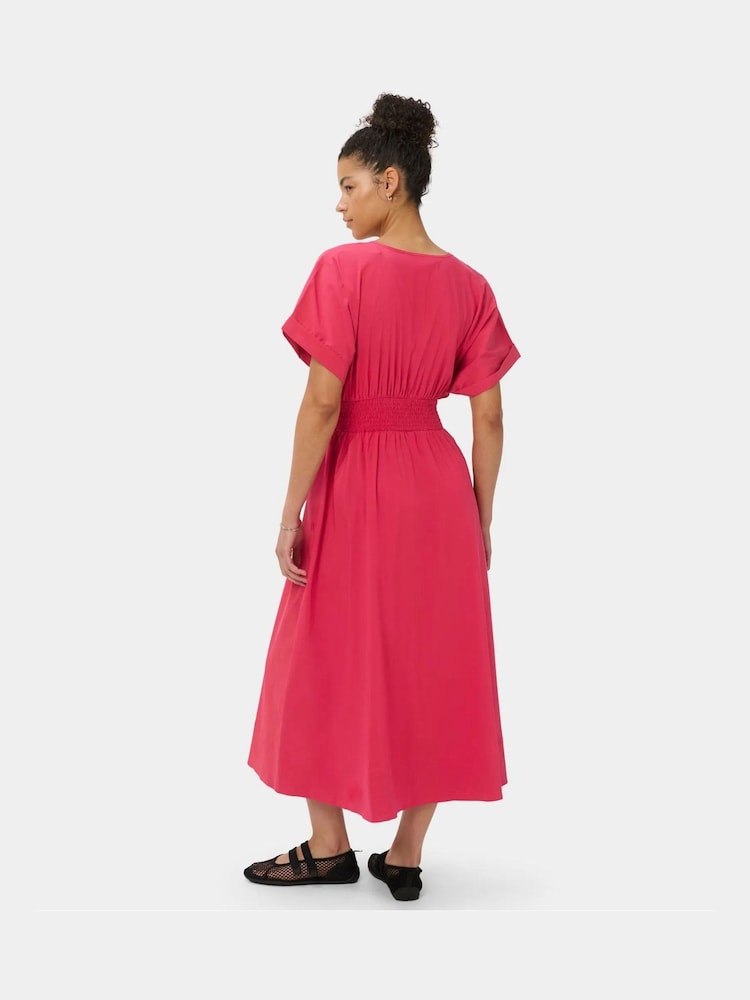 Sweaty Betty Red Cotton Poplin V-Neck Short Sleeve Midi Dress - Image 2 of 6 Sweaty Betty Red Cotton Poplin V-Neck Short Sleeve Midi Dress - Image 2 of 6