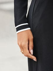Sosandar Black Contrast Trim Knitted Top With Gold Buttons - Image 5 of 5