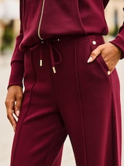 Sosandar Red Wide Leg Trousers With Gold Detail - Image 3 of 4