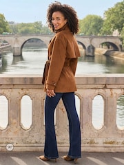 Sosandar Brown Faux Suede Mid Length Trench Coat - Image 5 of 5